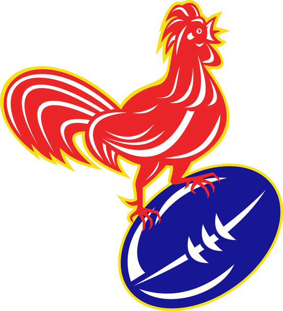 kogut kurczak na rugby piłka - Zdjęcie, obraz