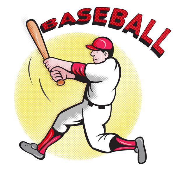 Baseball player batting cartoon style - Photo, Image