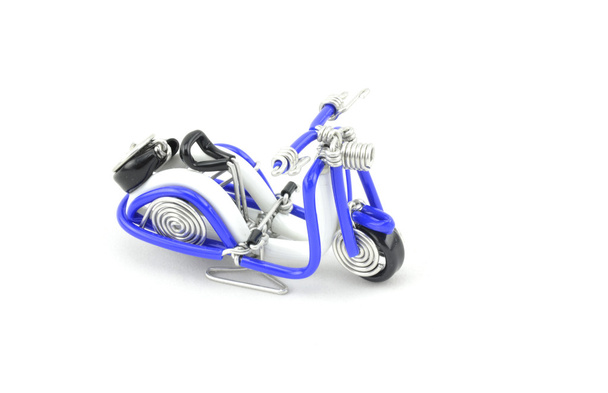 Beautiful scooter made from white and blue wire. isolated white background - Photo, Image