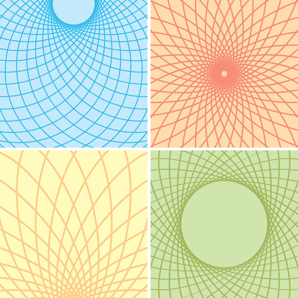 color backgrounds with curved grids - vector set - Wektor, obraz