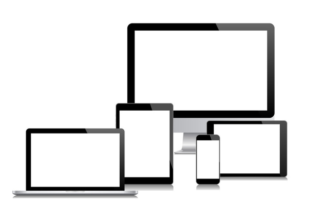 moderne monitor, computer, laptop, telefoon, Tablet PC - Vector, afbeelding