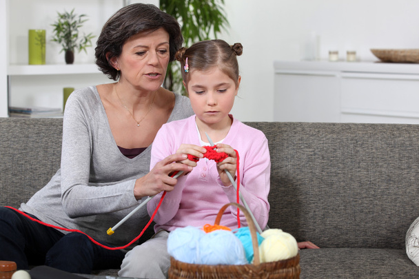 Mother and daughter knitting - Foto, Imagem