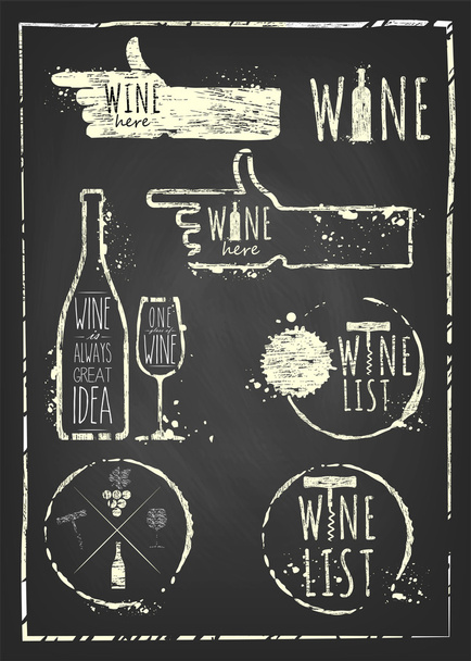 Set de vinos vintage sobre fondo
 - Vector, imagen