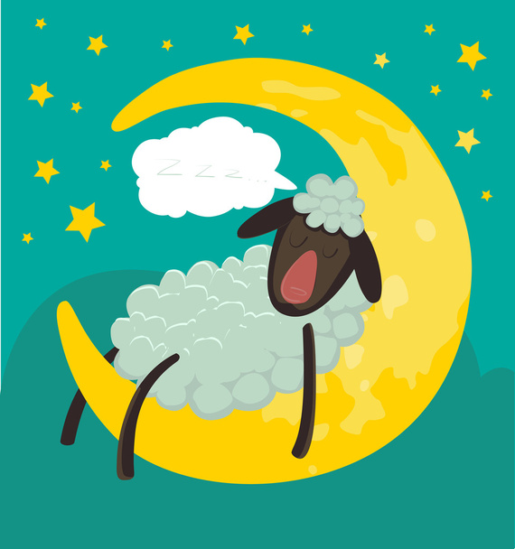 sheep sleeping on the moon - Vector, Image