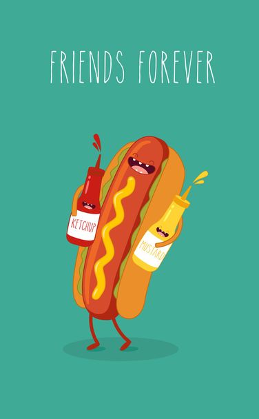 Hot dog, hořčice a kečupem - Vektor, obrázek