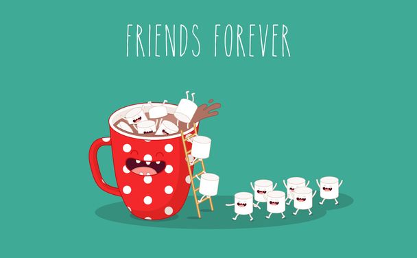 cartoon Coffee with marshmallows. - Vector, Image