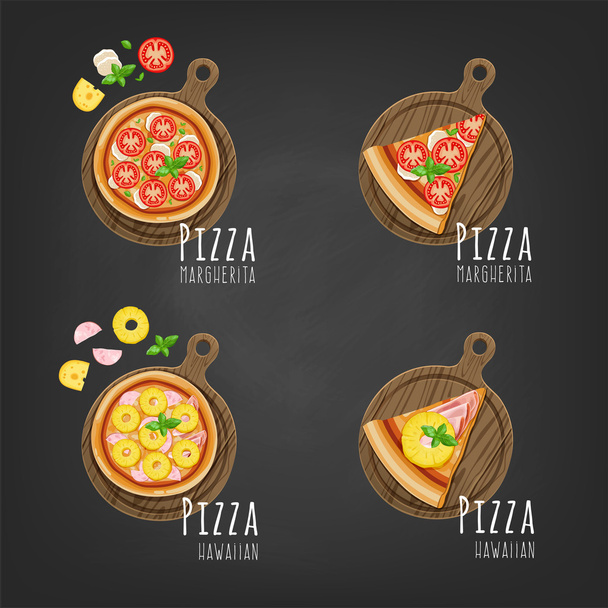 Kawałek pizzy na pokładzie - Wektor, obraz