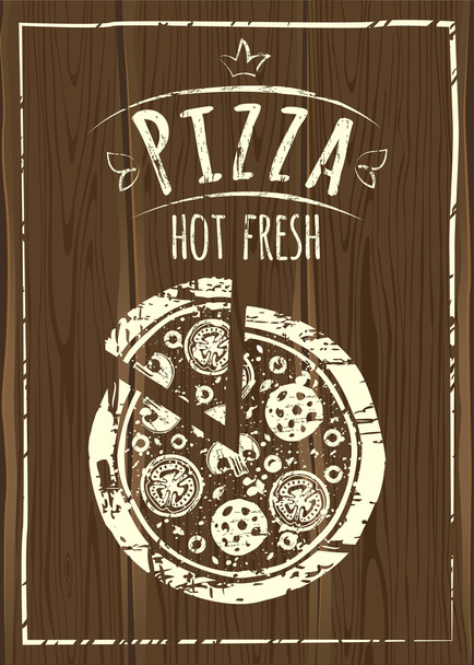 Pizza poster on board. - Vector, Image