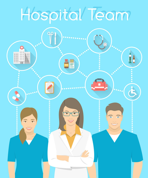 Medical clinic staff doctor and nurses infographics element - Vector, Image