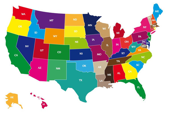 χρώμα χάρτη των ΗΠΑ - Διάνυσμα, εικόνα