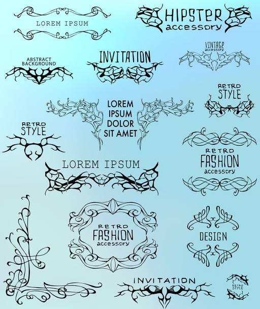 Set of calligraphic and floral  - Vector, Image