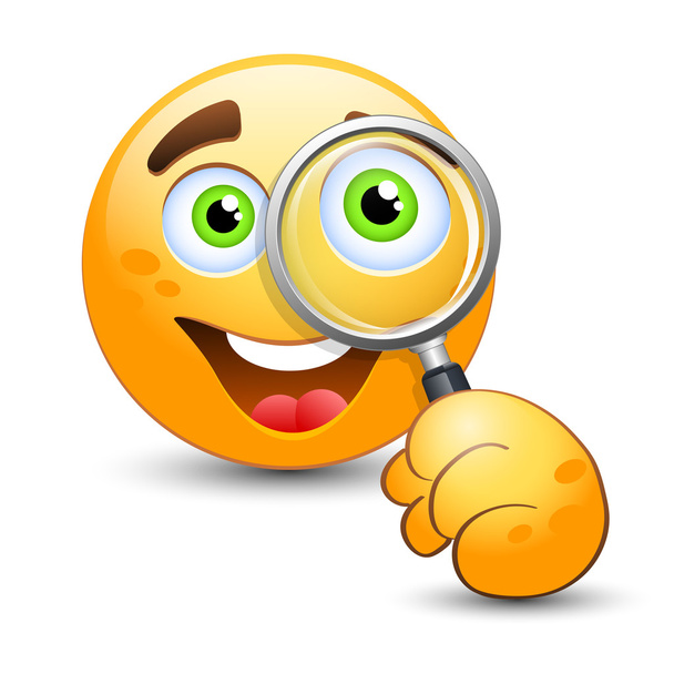 Emoticon with magnifying glass - Vector, Image