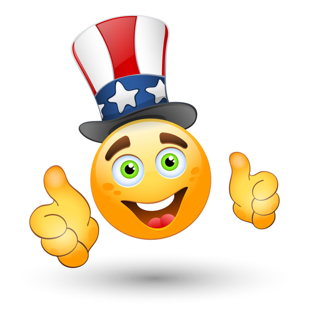 Smiling face with USA hat - Vector, Image