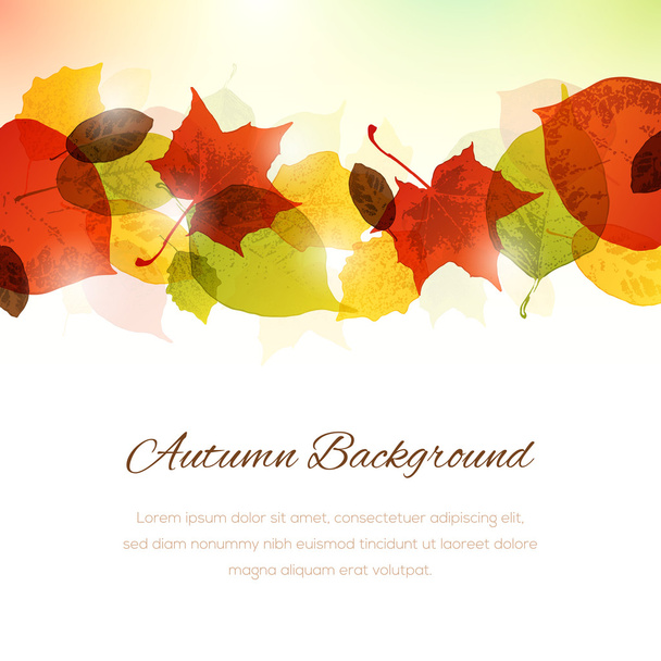 Background with Autumn Leaves at the Top and Copy Space at the B - Vector, Image