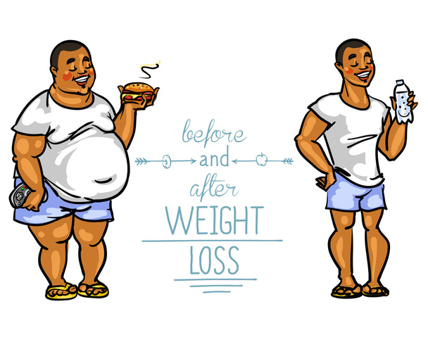 Homem antes e depois da perda de peso
.  - Vetor, Imagem
