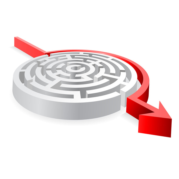 3D redondo labirinto vermelho evitado
 - Vetor, Imagem