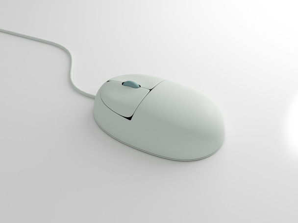 White computer mouse on white surface - Zdjęcie, obraz