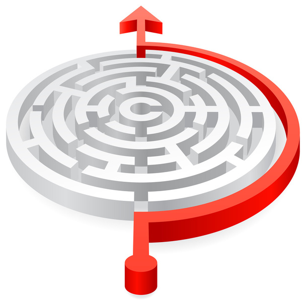 Labirinto 3D evitato rosso vettoriale rotondo
 - Vettoriali, immagini