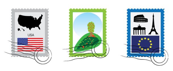 set van postzegels - Vector, afbeelding