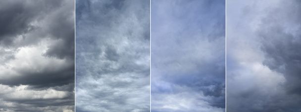 Vier beelden van bewolkte hemel, elke foto 6 Mp, 3000 x 2000. - Foto, afbeelding