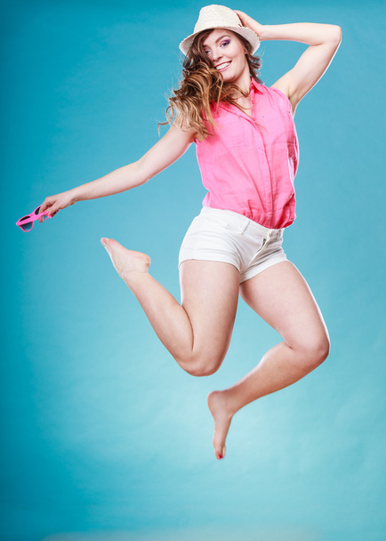 girl   having fun jumping - Fotó, kép