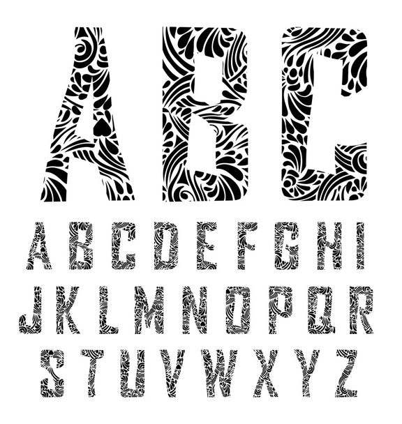  Calligraphic alphabet. Design elements  - Vetor, Imagem