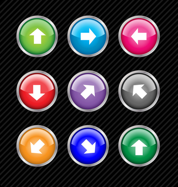 Collection of vector colored buttons with arrows for different d - Vecteur, image