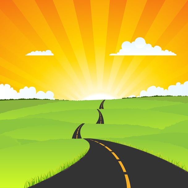 Country Road Landscape - Vector, Image