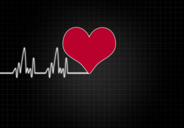 Cardiale frequentie in witte kleur met hart vorm. - Foto, afbeelding