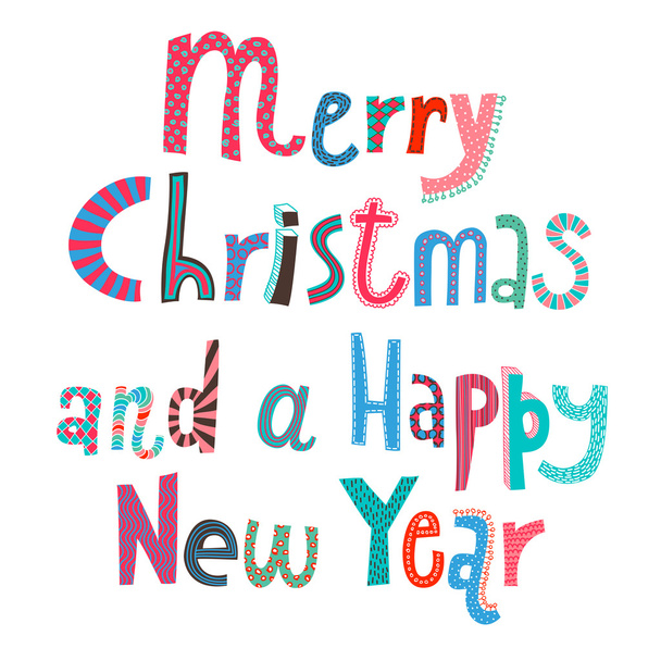 Merry Christmas and a Happy New Year lettering - Vektor, kép
