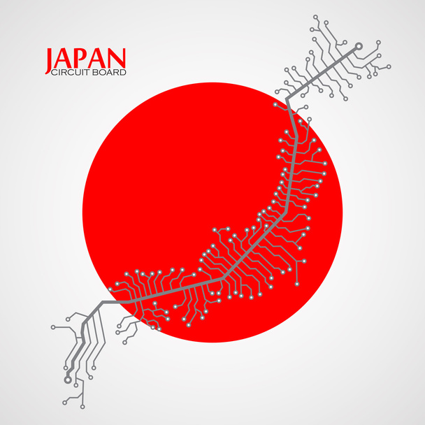Karte von Japan mit elektronischer Schaltung. Technologie-Hintergrund. Vektorillustration. Folge 10 - Vektor, Bild