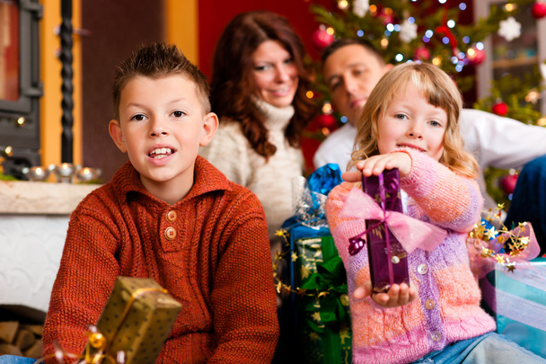 Christmas - family with gifts on Xmas Eve - Fotó, kép