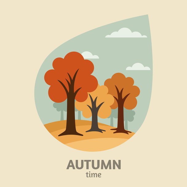 Vector autumn landscape background. Yellow trees park in leaf sh - Vector, afbeelding