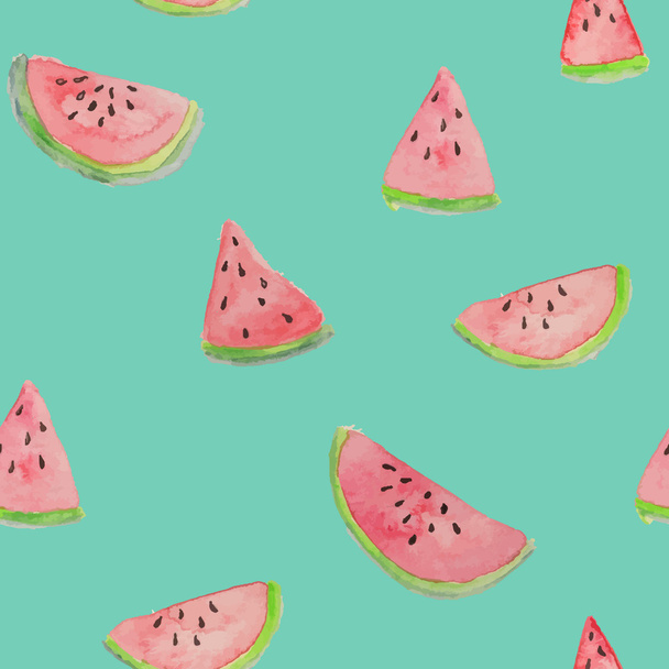 Watermelon vector seamless watercolor pattern, juicy piece, summer composition of red slices of watermelon. handiwork.. For you designs. - Vector, Image