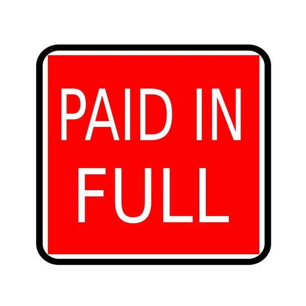 Paid in full white stamp text on red background - Photo, Image