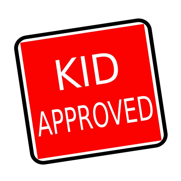 Kid approved white stamp text on red background - Photo, Image