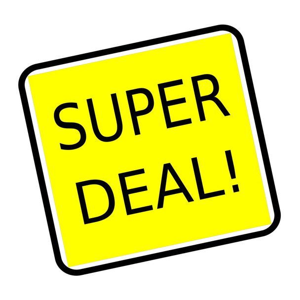 Super Deal schwarzer Stempeltext auf gelbem Hintergrund - Foto, Bild