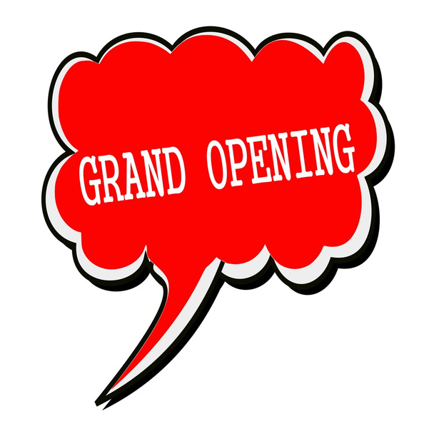 Grand opening white stamp text on red Speech Bubble - Photo, Image