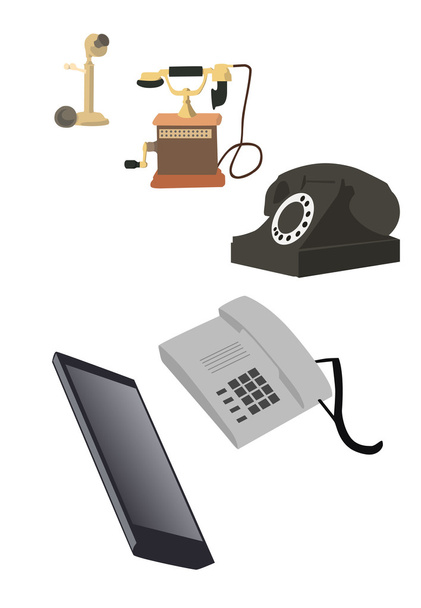 Evolution of phone on white background - Vector, Image