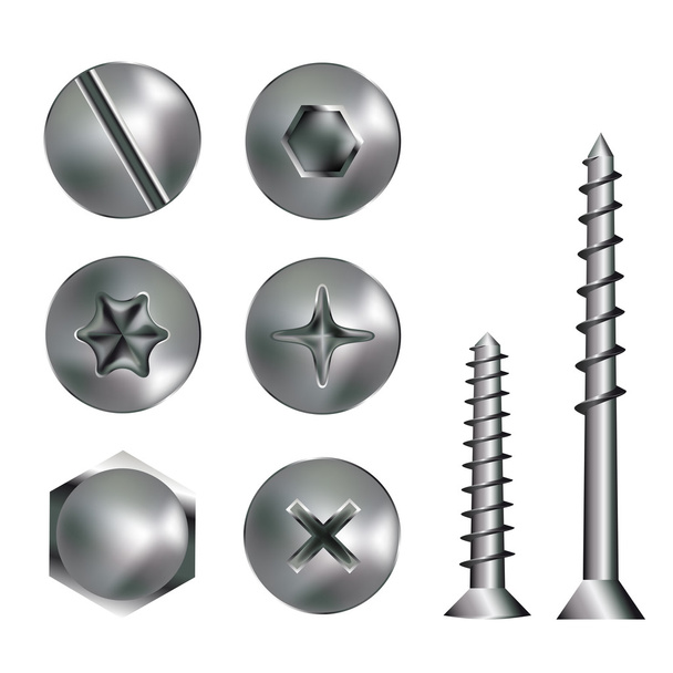 Zilveren schroefkoppen - Vector, afbeelding