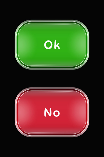 Σύγχρονη γυαλί κουμπιά Ok, δεν - Διάνυσμα, εικόνα