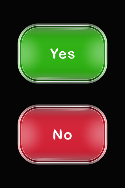 Modern Glass Buttons Yes No - Vector, Image