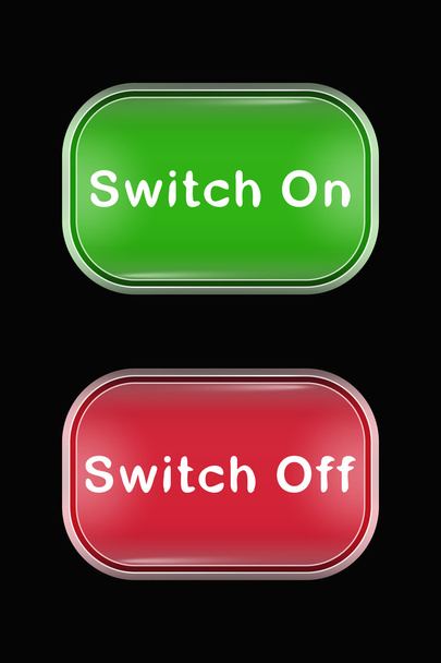 Modern Glass Buttons On Off - Vector, Image