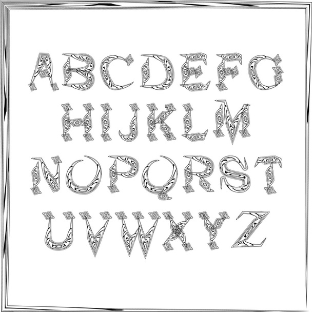 English alphabet cursive - Vektör, Görsel