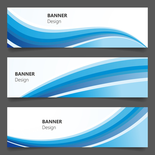 Abstract vector business background banner beautiful blue wave - Vector, Image