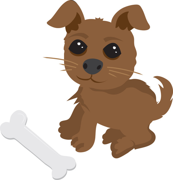 Puppy and bone - Vector, Image