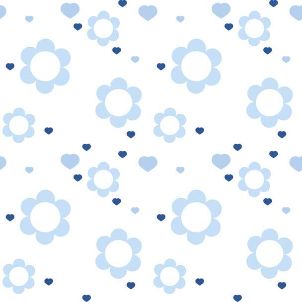 Vector seamless baby pattern flowers and hearts - Vector, afbeelding