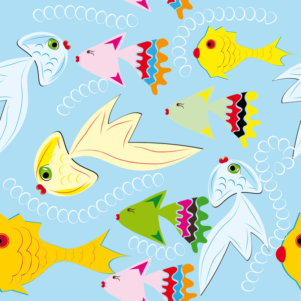 abstract seamless pattern with fishes - Wektor, obraz
