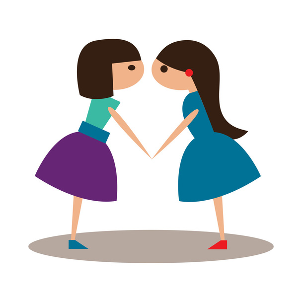 Flat with shadow icon and mobile application girlfriends - Vector, imagen