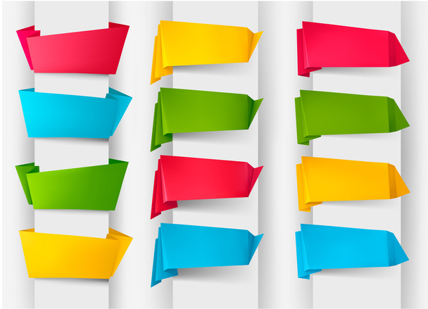 Huge set of colorful origami paper banners. Vector illustration - ベクター画像